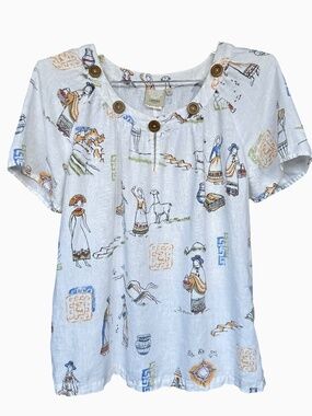 Lantana 100% Linen Short Sleeve Top Sz‎ M
